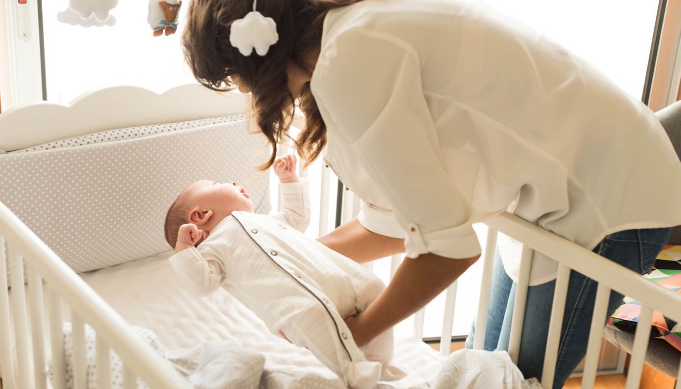 Mom Sleep Training Putting baby in crib